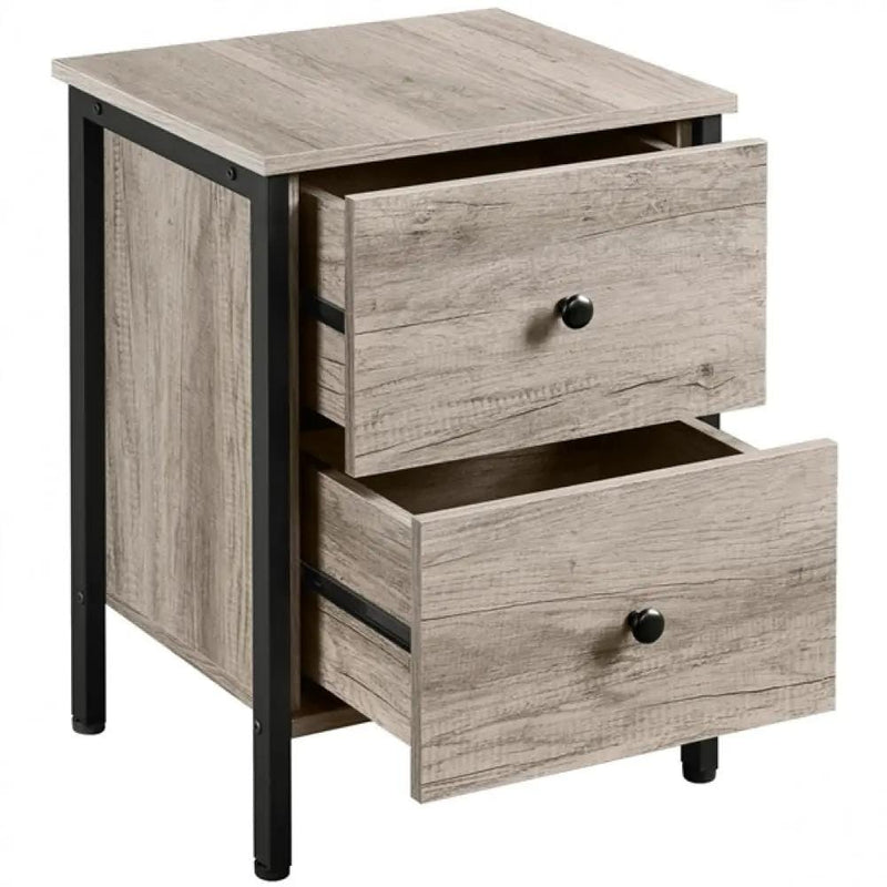 Yaheetech Metal-Framed Side Table with 2 Drawers Metal-Framed Side Table with 2 Drawers