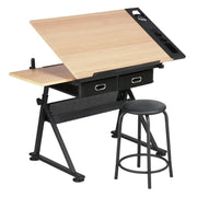 Drafting Table & Stool Set with Adjustable Table Angles & Heights All-in-One – view 3