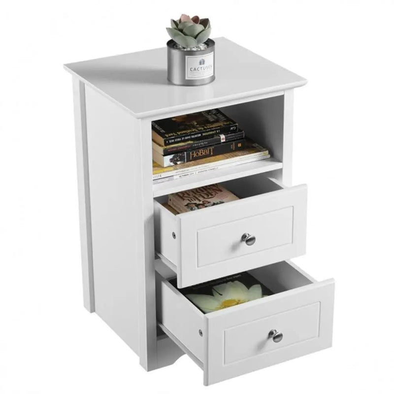 End Table with 2 Drawers and 1 Cubby Side Table Night Stand – view 3