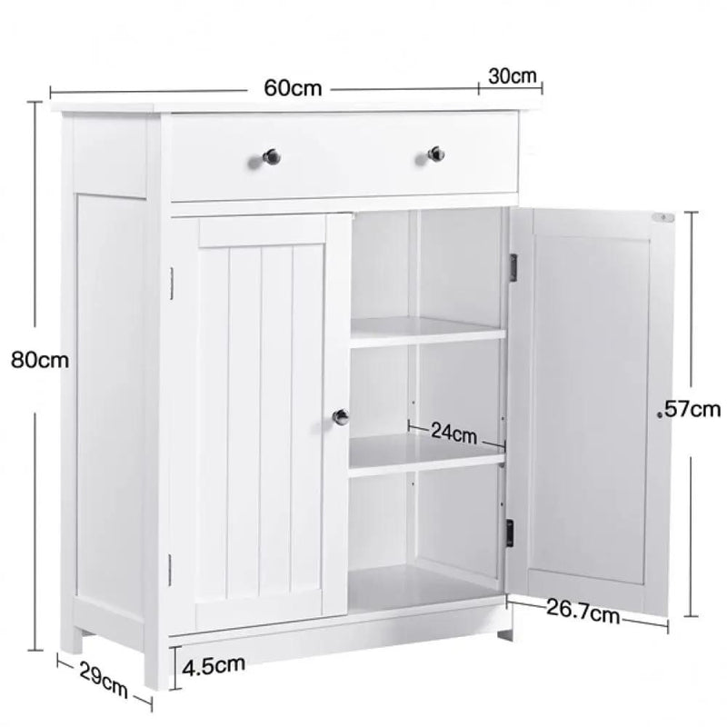 Free-Standing Bathroom Cabinet Storage Cabinet with 1 Drawer 2 Doors – view 3