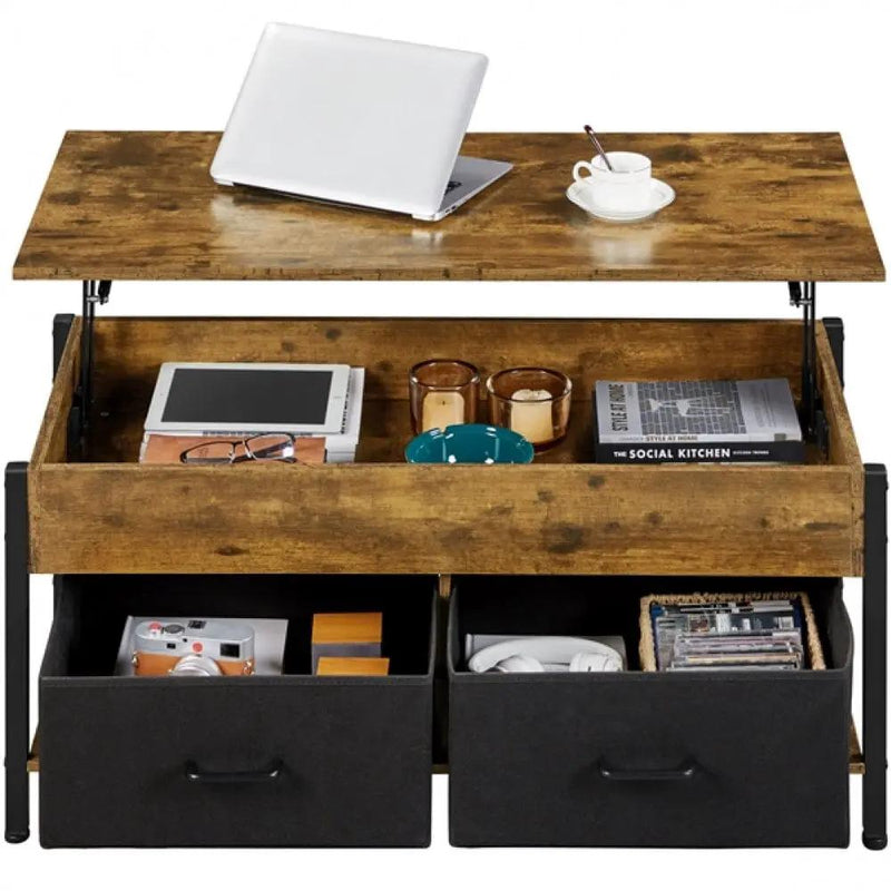 Yaheetech Lift Top Coffee Table with Fabric Storage Baskets Lift Top Coffee Table with Fabric Storage Baskets