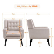Yaheetech Set of 2 Button Tufted Armchairs with Solid Wood Legs Set of 2 Button Tufted Armchairs with Solid Wood Legs