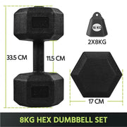 Yaheetech Set of 2 x 8kg Dumbbells Sporting Hand Weights Set of 2 x 8kg Dumbbells Sporting Hand Weights