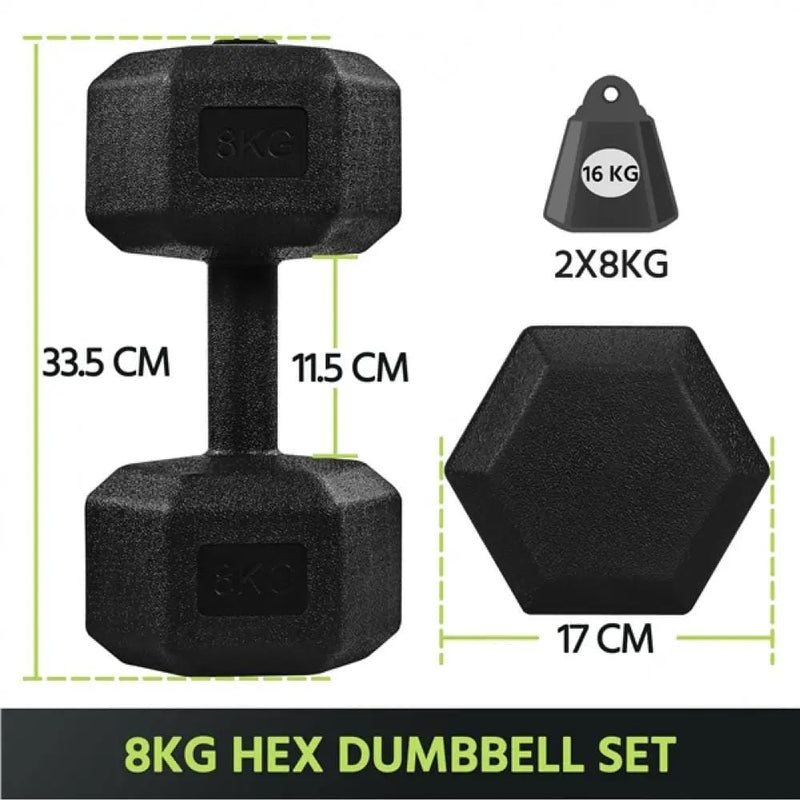 Yaheetech Set of 2 x 8kg Dumbbells Sporting Hand Weights Set of 2 x 8kg Dumbbells Sporting Hand Weights
