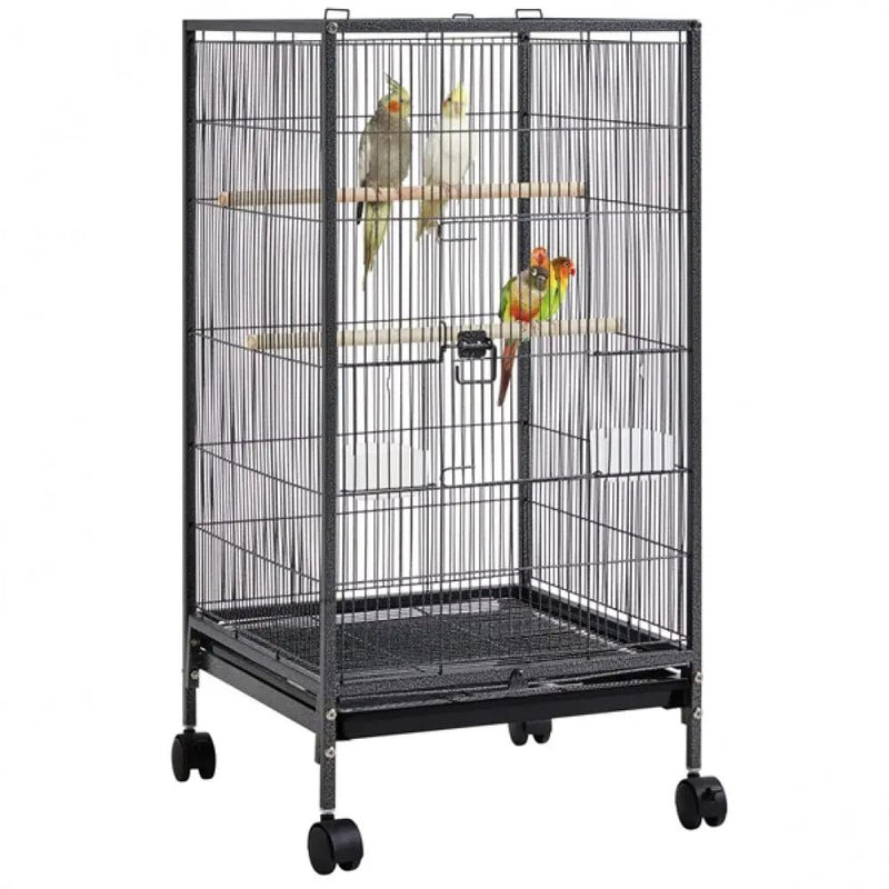 Yaheetech 40-Inch H Wrought Iron Bird Cage with Rolling Stand 40-Inch H Wrought Iron Bird Cage with Rolling Stand