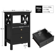 Yaheetech Bedside Table with 2 Drawer 1 Shelf Storage Cabinet Sofa Side Table Bedside Table with 2 Drawer 1 Shelf Storage Cabinet Sofa Side Table