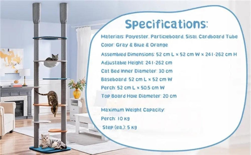 Yaheetech 8-8.6FT Floor-to-Ceiling Cat Tree 8-8.6FT Floor-to-Ceiling Cat Tree
