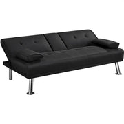 Yaheetech Fabric Upholstered Convertible Futon Sofa Bed Fabric Upholstered Convertible Futon Sofa Bed
