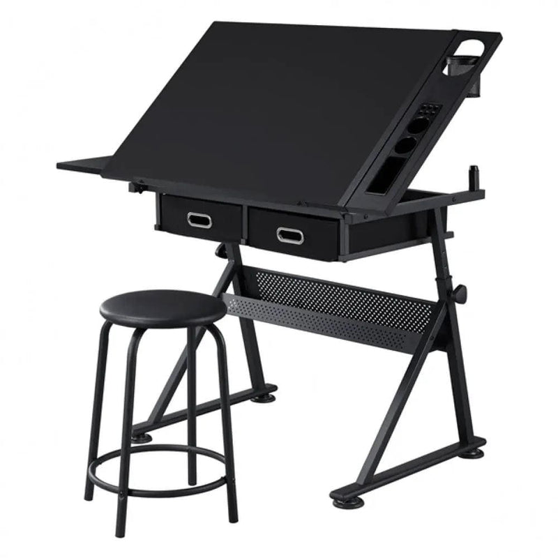 Drafting Table/Stool Set with Adjustable Table Angles & Heights All-in-One – view 3