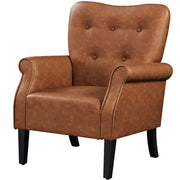 1 Pair Mid-century Modern Faux Leather Accent Chair Armchair by Yaheetech