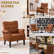 1 Pair Mid-century Modern Faux Leather Accent Chair Armchair by Yaheetech