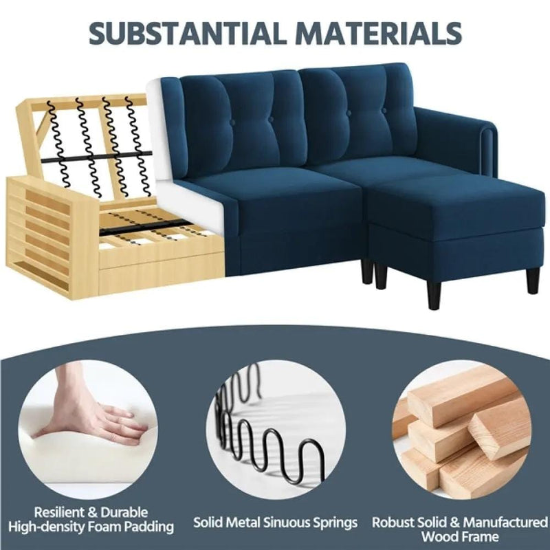 Yaheetech Velvet Upholstered Corner Sofa Velvet Upholstered Corner Sofa