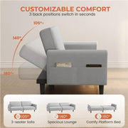 Yaheetech Convertible Sofa Bed Fabric 3-Seater Sofa Bed Convertible Sofa Bed Fabric 3-Seater Sofa Bed