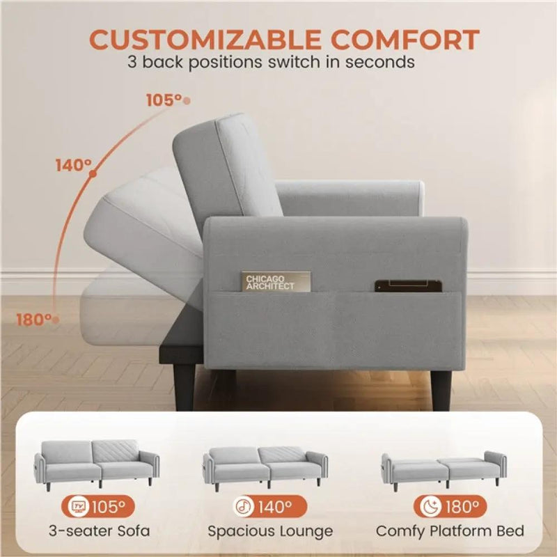 Yaheetech Convertible Sofa Bed Fabric 3-Seater Sofa Bed Convertible Sofa Bed Fabric 3-Seater Sofa Bed