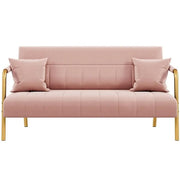 Yaheetech Upholstered Sofa Couch with Gold-tone Metal Arms and Legs Upholstered Sofa Couch with Gold-tone Metal Arms and Legs
