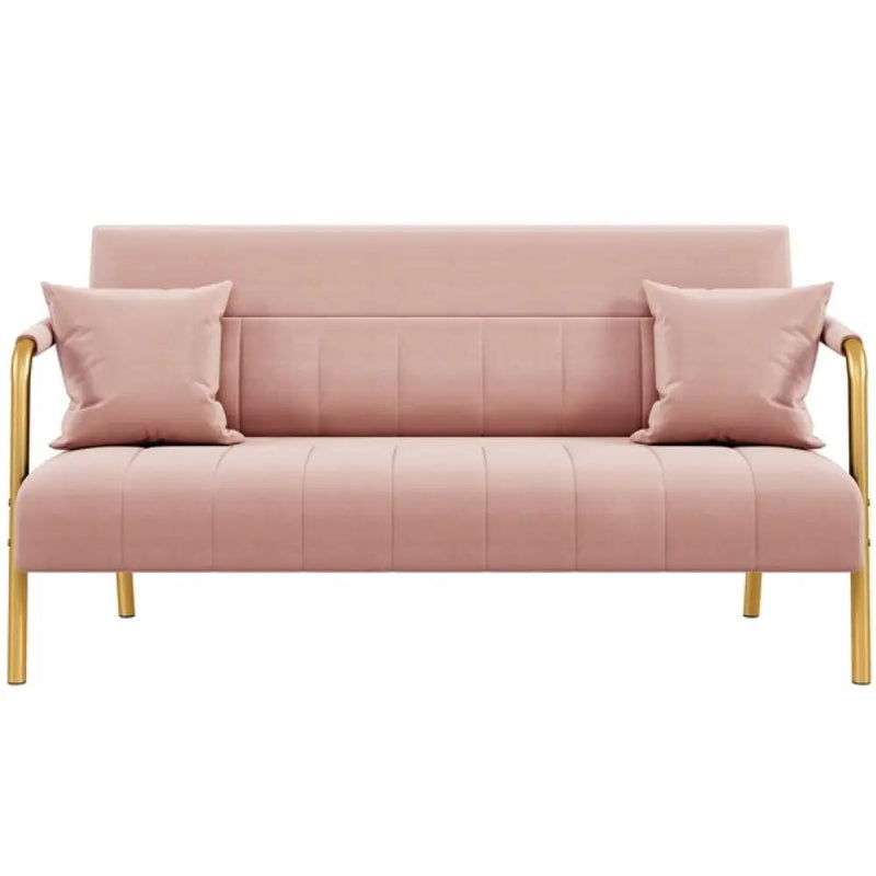 Yaheetech Upholstered Sofa Couch with Gold-tone Metal Arms and Legs Upholstered Sofa Couch with Gold-tone Metal Arms and Legs