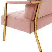 Yaheetech Upholstered Sofa Couch with Gold-tone Metal Arms and Legs Upholstered Sofa Couch with Gold-tone Metal Arms and Legs