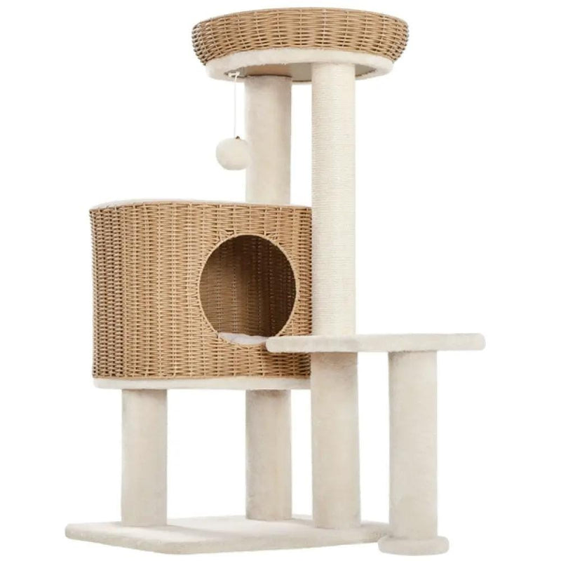 Yaheetech 36″ Tall Rattan Cat Tree Cat House Cat Tower 36″ Tall Rattan Cat Tree Cat House Cat Tower