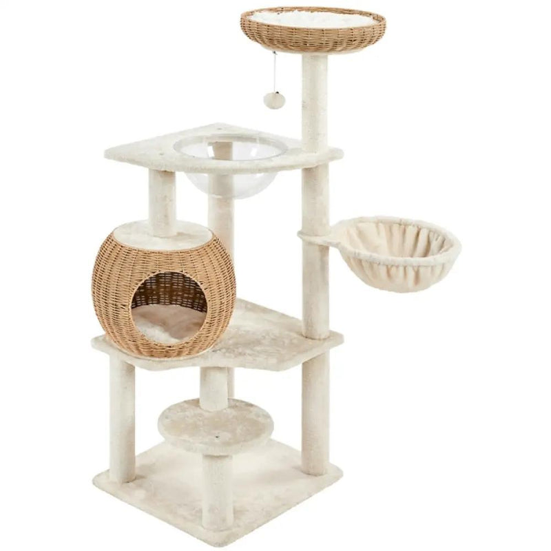 Yaheetech 54″ Tall Rattan Cat Tree Cat Tower 54″ Tall Rattan Cat Tree Cat Tower