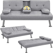 Yaheetech Fabric Upholstered Convertible Futon Sofa Bed Fabric Upholstered Convertible Futon Sofa Bed
