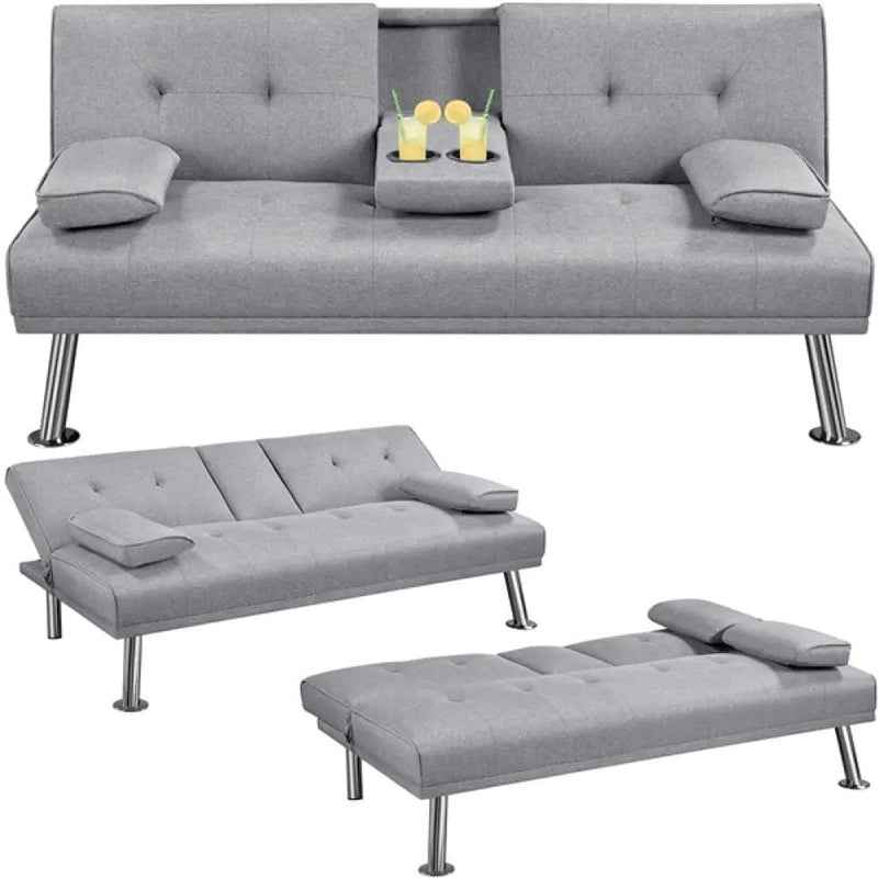 Yaheetech Fabric Upholstered Convertible Futon Sofa Bed Fabric Upholstered Convertible Futon Sofa Bed