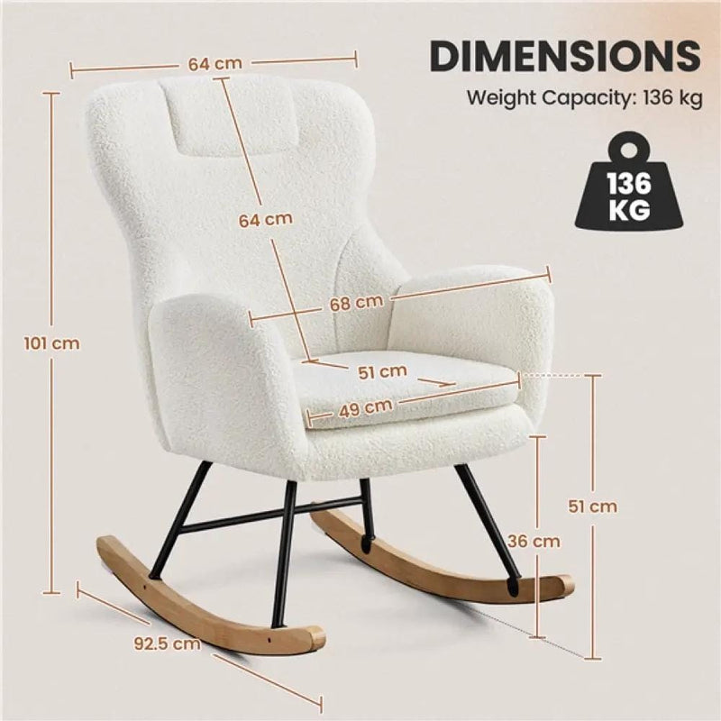 Yaheetech Boucle Upholstered Armchair Rocking Chair Boucle Upholstered Armchair Rocking Chair