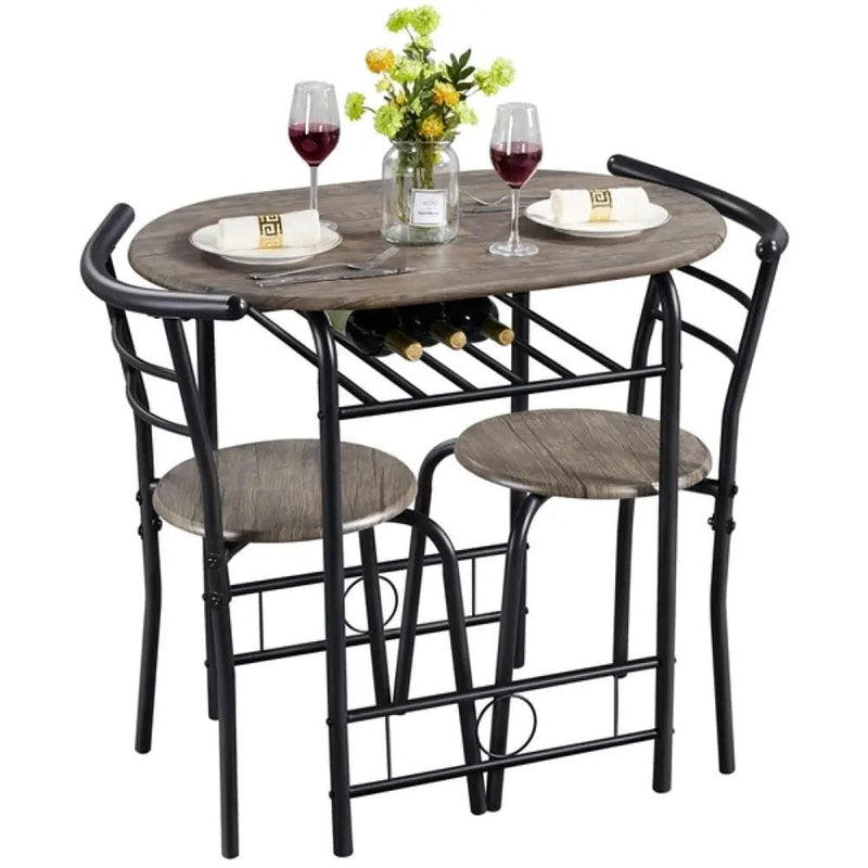 Yaheetech 3 Piece Dining Set Round Dining Table Set 3 Piece Dining Set Round Dining Table Set