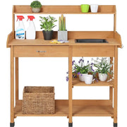 Potting Bench Table Removable Sink Firwood Drawer Open Multiple Shelves – view 3