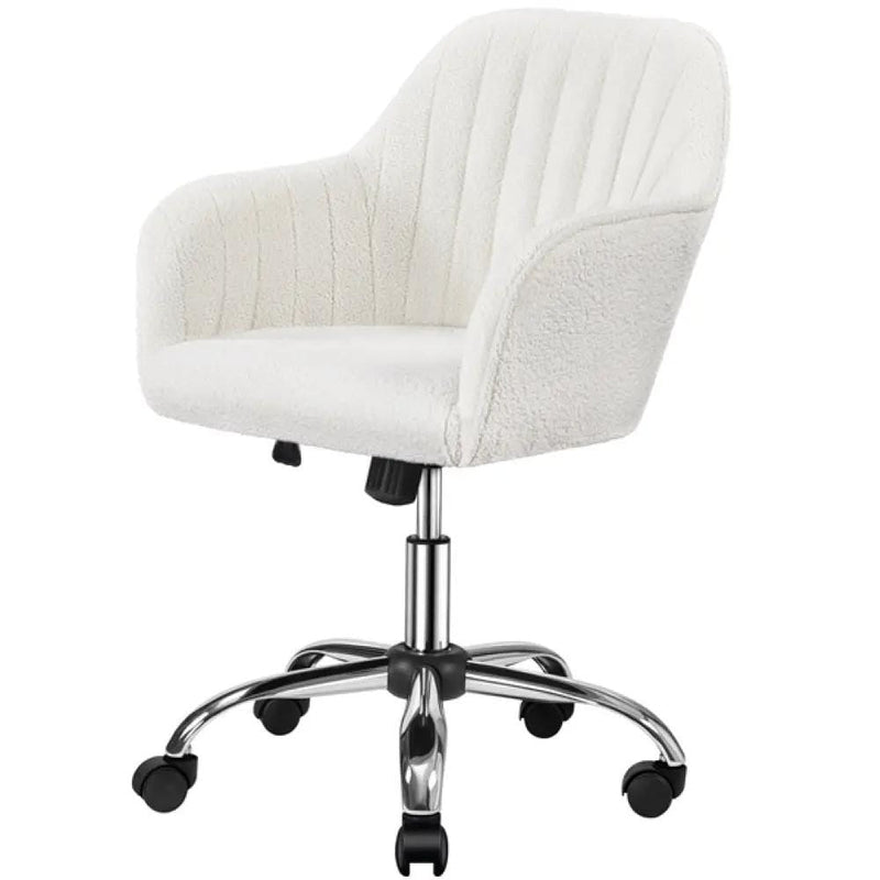 Modern Boucle Desk Chair Computer Chair Computer Chair Ivory – view 3