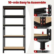 2pcs 5-Tier Utility Shelves Adjustable Metal Shelving Units – view 6