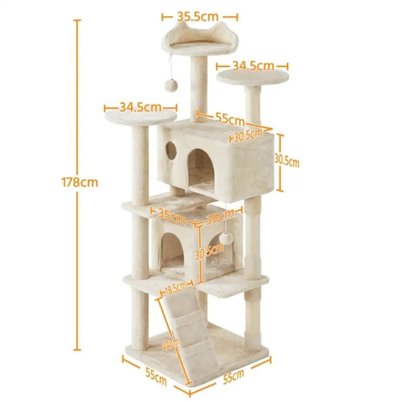Cat Tree Cat Tower w/ Condos & Dangling Balls & Scratching Posts & Platforms – view 3