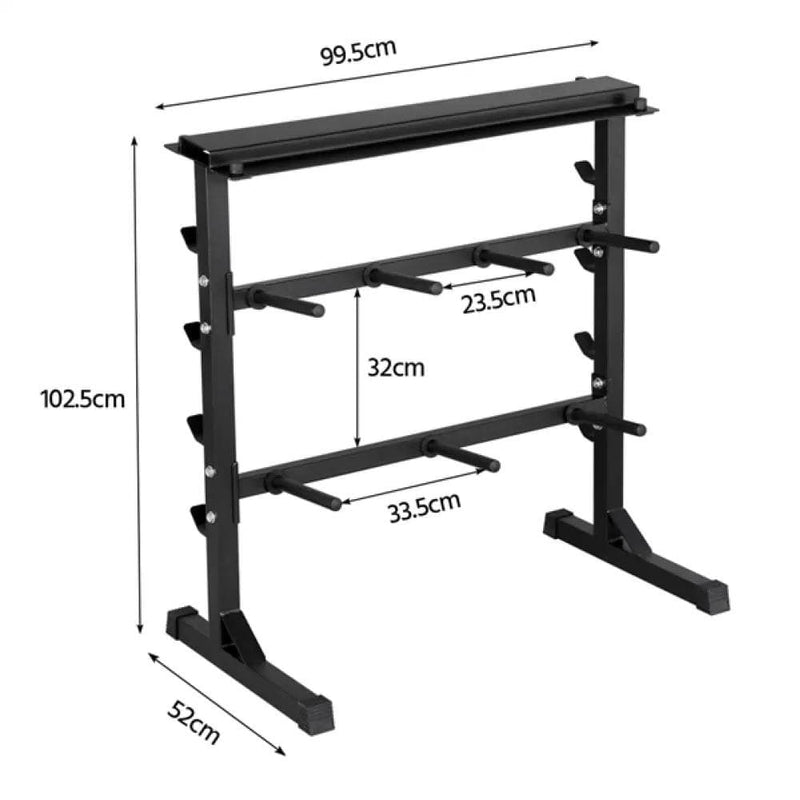 3 Tier Dumbbell Barbell Rack Weight Plate/Bar Storage Holder – view 3