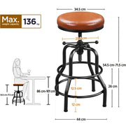 Vintage Industrial Bar Stool Rustic Swivel Bar Stool Round Faux Leather Metal Stool – view 4