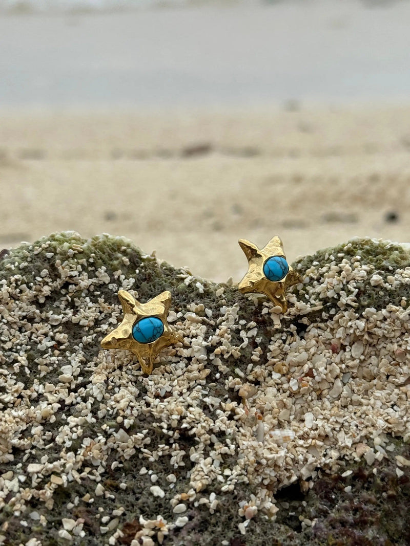 Tahana Jewellery Earrings Whetū Kikorangi Gold Earrings Whetū Kikorangi Gold Earrings