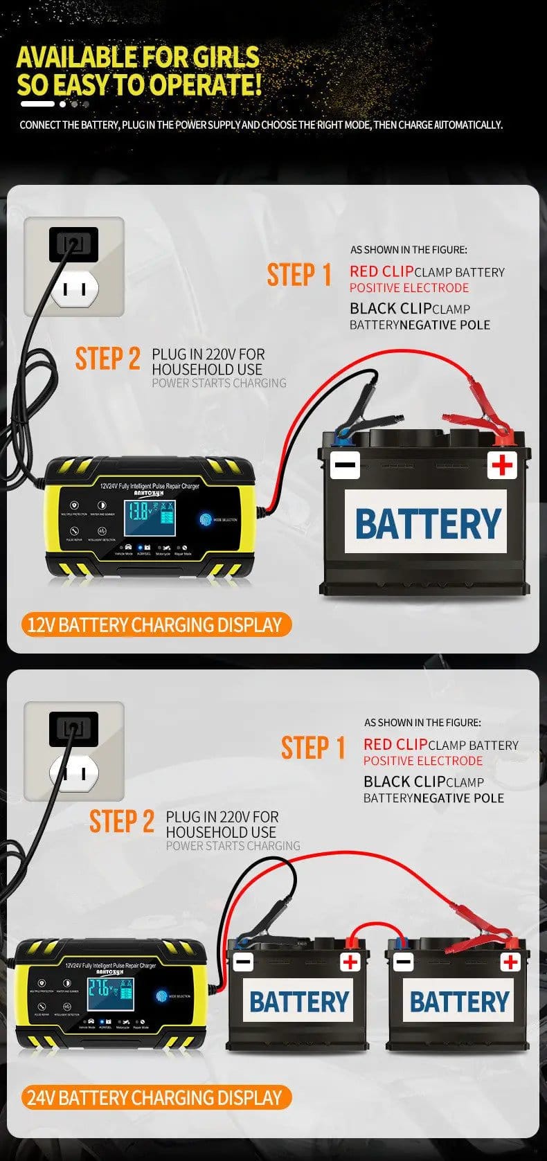 salelink.co.nz Unbranded Car Battery Charger Car Battery Charger (PR8653) | Action Outdoors NZ