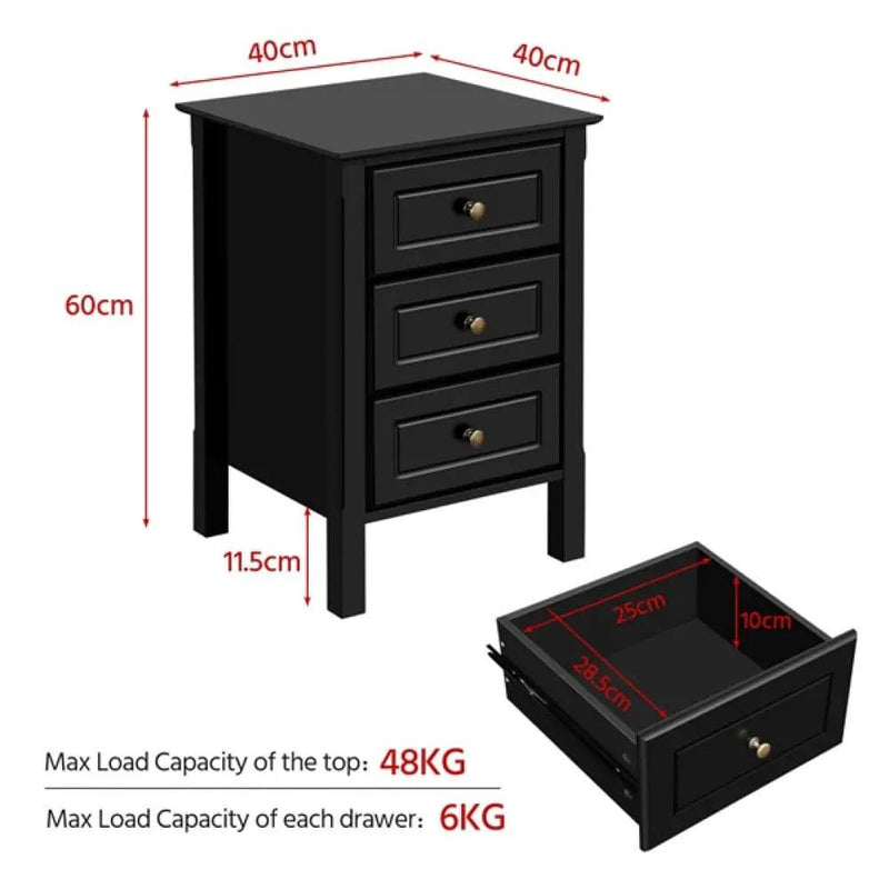 Yaheetech 3-drawer Bedside Table End Table Nightstand 3-drawer Bedside Table End Table Nightstand