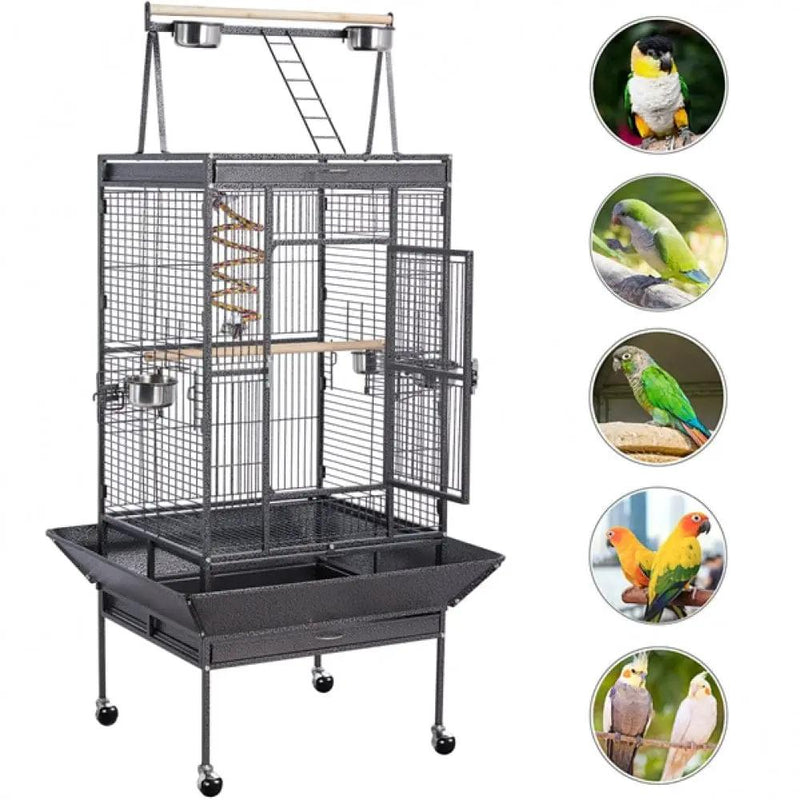 Yaheetech H68.5'' Play Top Parrot Cage Metal Rolling Bird Cage H68.5'' Play Top Parrot Cage Metal Rolling Bird Cage
