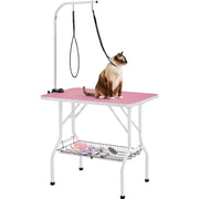 Dog Grooming Table with Basket Style Tool Shelf and Adjustable Arm Fold-up Pet Salon Table – view 4