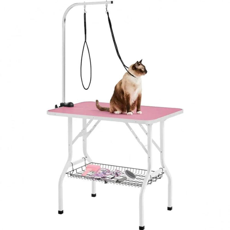 Dog Grooming Table with Basket Style Tool Shelf and Adjustable Arm Fold-up Pet Salon Table – view 4