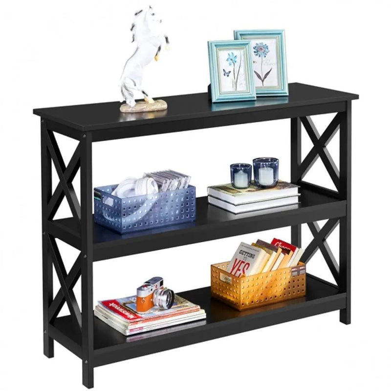 Yaheetech 3-Tier Wooden Console Table Sofa Side Table with X-shape 3-Tier Wooden Console Table Sofa Side Table with X-shape