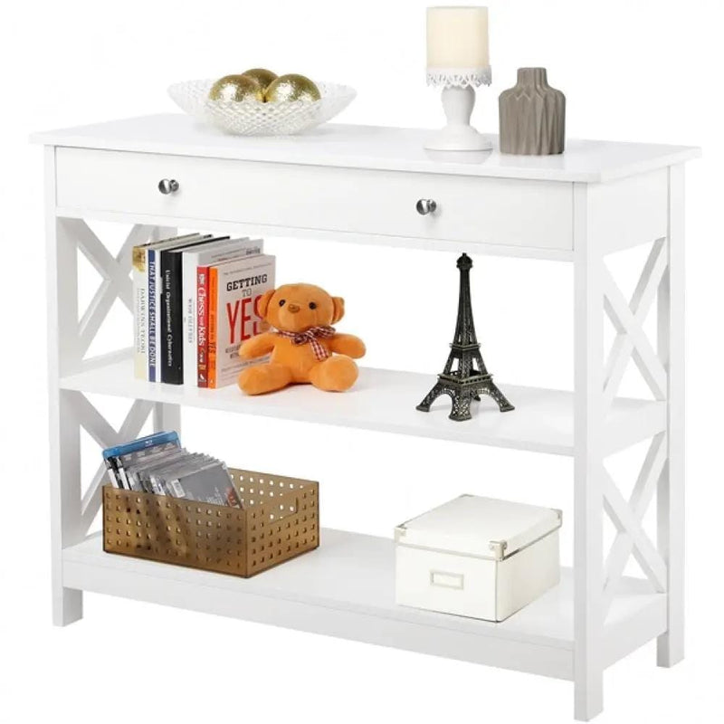 Yaheetech Wooden Console Table with 1 Drawer and 2 Open Shelves Versatile Entryway Table Wooden Console Table with 1 Drawer and 2 Open Shelves Versatile Entryway Table