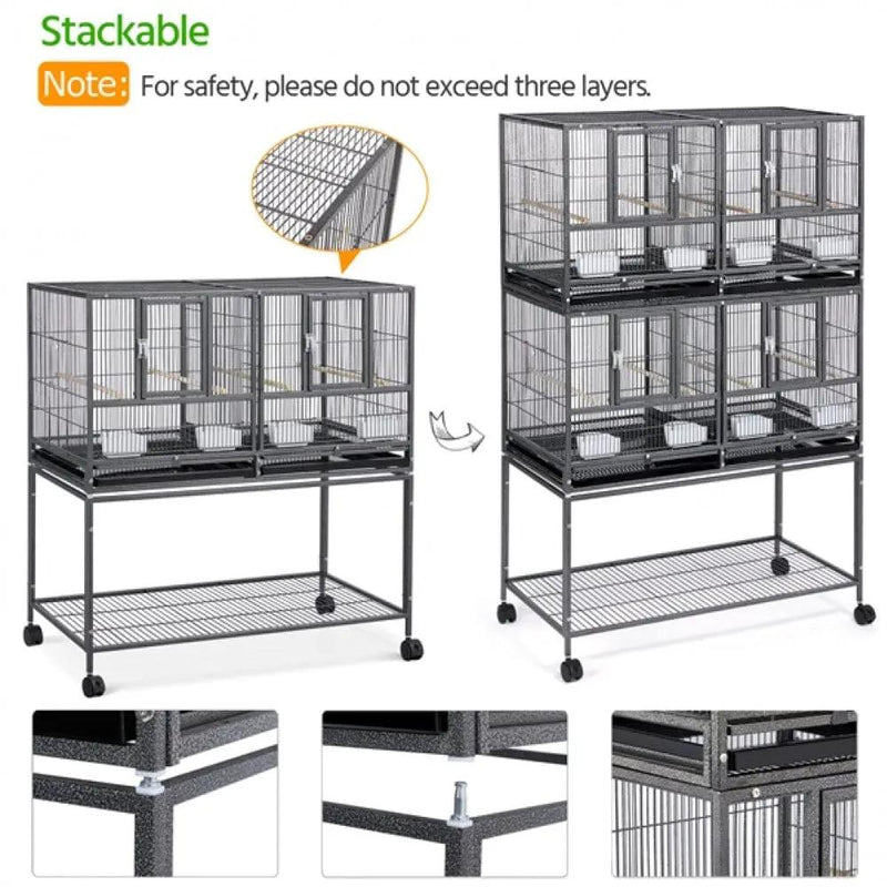 Yaheetech Stackable Wide Bird Cage Divided Breeder Cage Stackable Wide Bird Cage Divided Breeder Cage