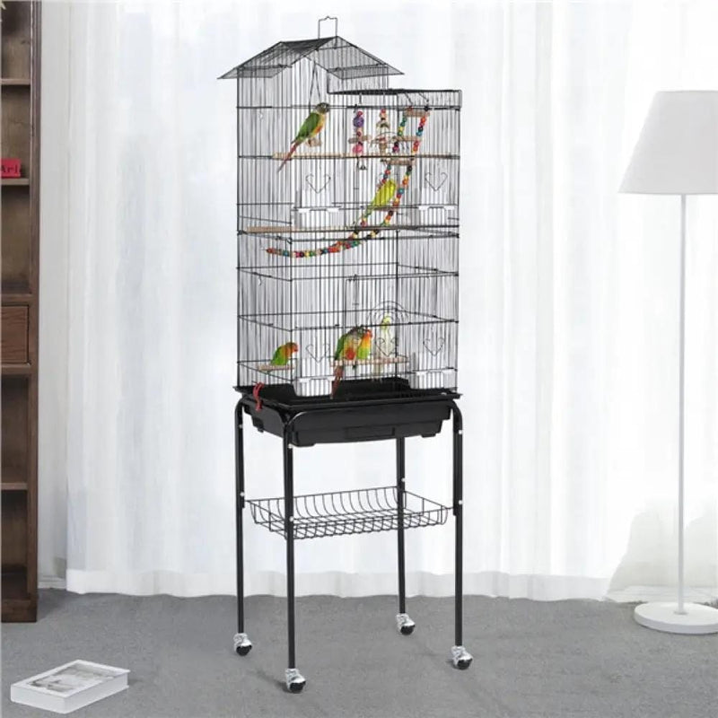 Yaheetech Rolling Metal Bird Cage with Detachable Stand Rolling Metal Bird Cage with Detachable Stand