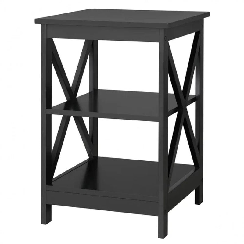 3 Tier Wood X Shape Bedside End Table Storage Cabinet Night Stand – view 4