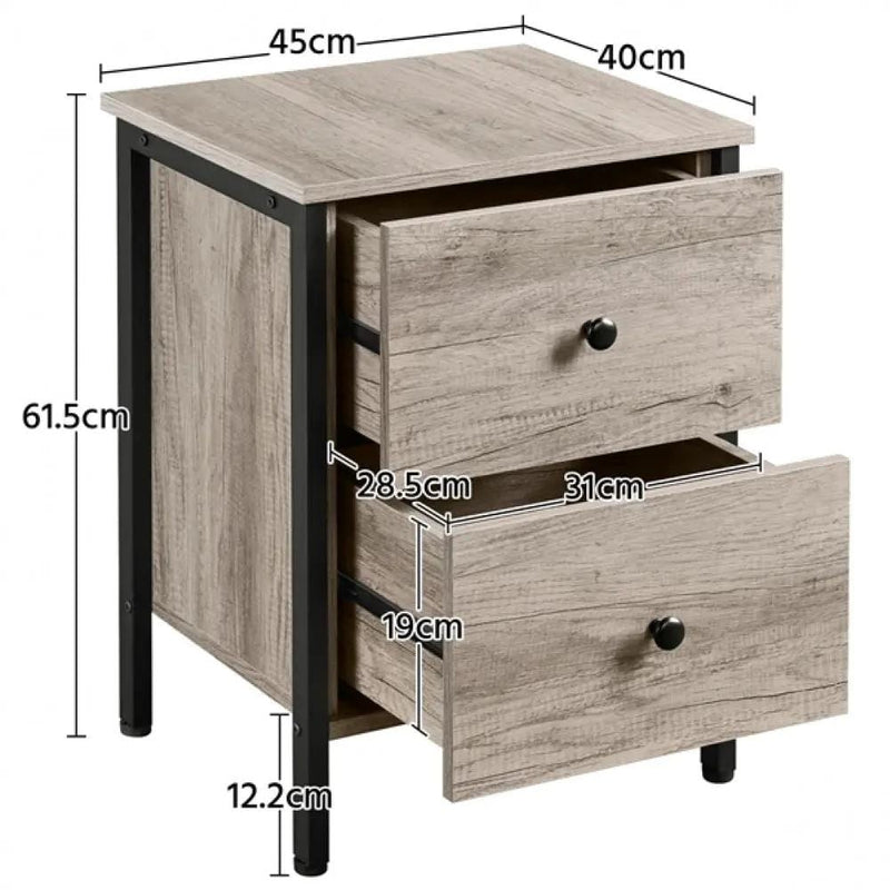 Yaheetech Metal-Framed Side Table with 2 Drawers Metal-Framed Side Table with 2 Drawers