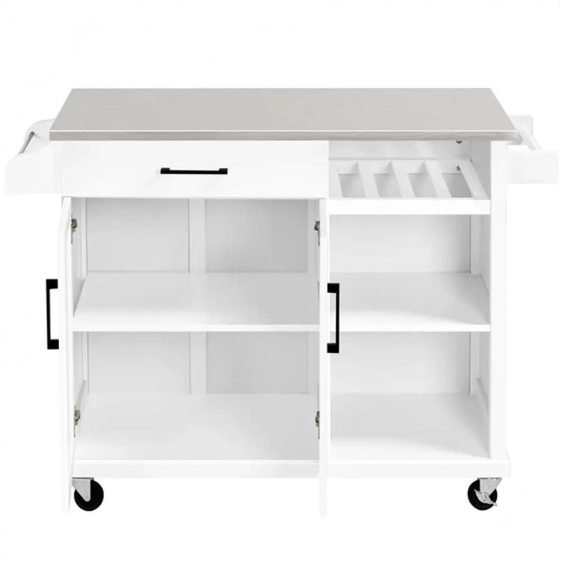 Kitchen Trolley Kitchen Island Cart with Stainless Steel Top & Storage – view 4