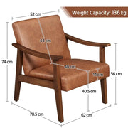 Mid-Century Modern Faux Leather Armchairs with Solid Wood Frame Accent Chair – view 4