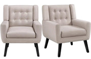 Yaheetech Set of 2 Button Tufted Armchairs with Solid Wood Legs Set of 2 Button Tufted Armchairs with Solid Wood Legs