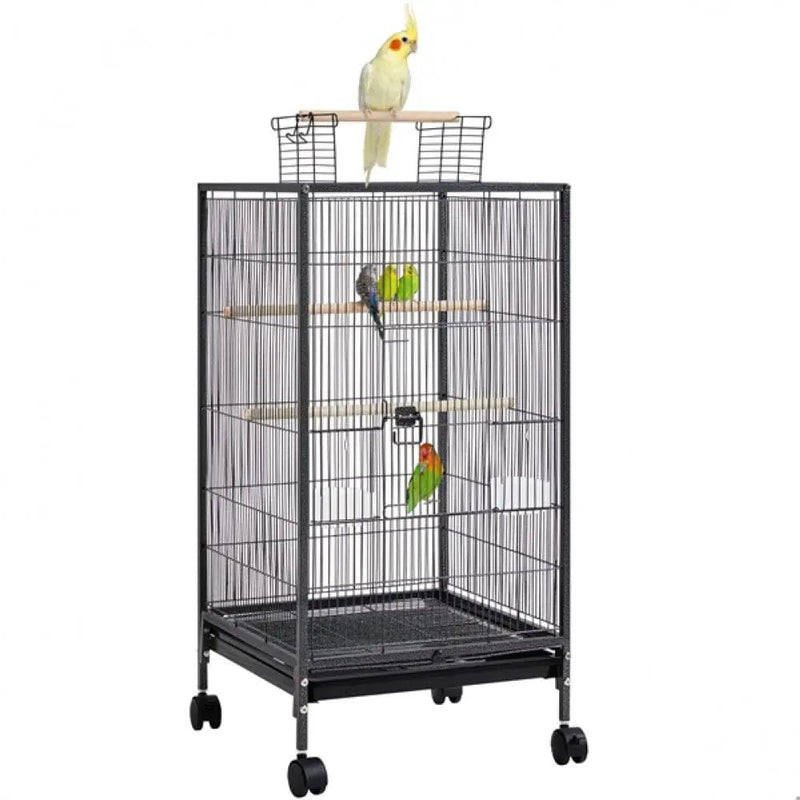 Yaheetech 40-Inch H Wrought Iron Bird Cage with Rolling Stand 40-Inch H Wrought Iron Bird Cage with Rolling Stand