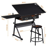 Drafting Table/Stool Set with Adjustable Table Angles & Heights All-in-One – view 4
